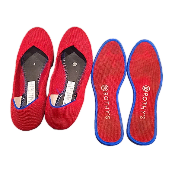 Rothy's Deep Red Pointed Toe Ballet Flats Size 6.5 - 7 - Picture 6 of 7